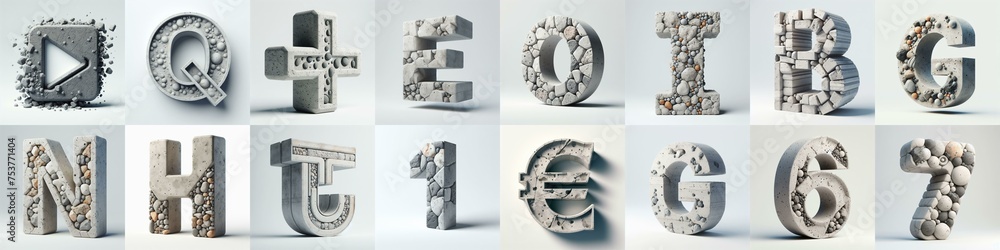 3D Lettering That Blends Concrete With Raw stones. AI generated illustration 3D Lettering That Blends Concrete With Raw stones. AI generated illustration