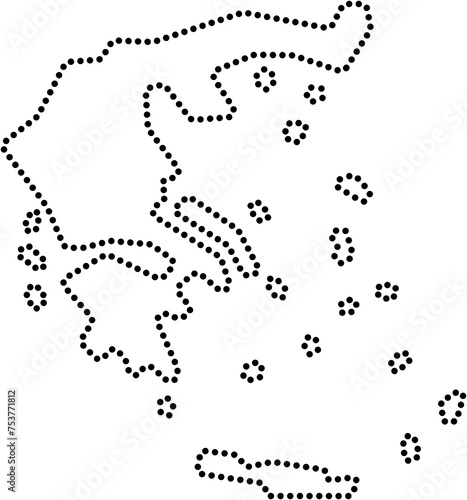 dot line drawing of greece map.