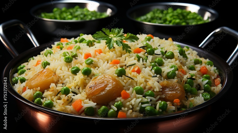 A plate of rice with vegetables. Food Illustration
A plate of rice with vegetables. Food Illustration