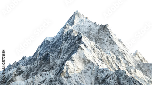 Moutain Isolated On Transparent Background. Snowy Peaks. Realistic Mountain Environment