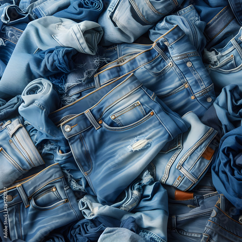 Blue jeans background. Fashionable blue jeans background. Blue jeans background Generative AI