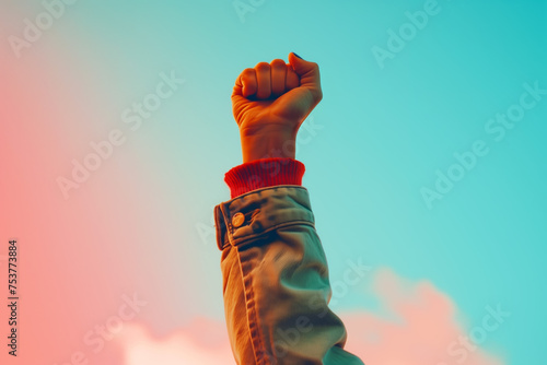 Protest fist into the air