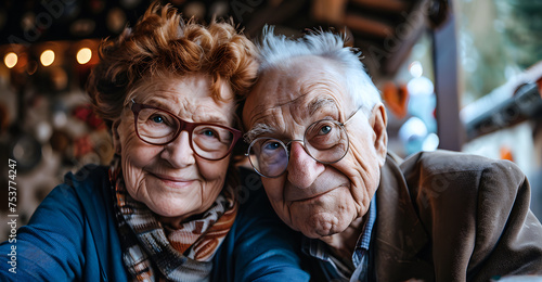 Couple de personnes âgées portant des lunettes photo