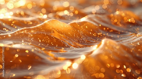 a close up of a wave on a body of water with a bright sun shining on the top of it. photo
