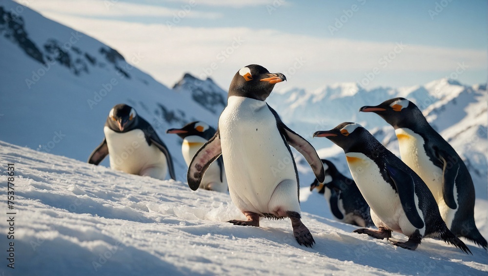 Obraz premium two penguins on ice
