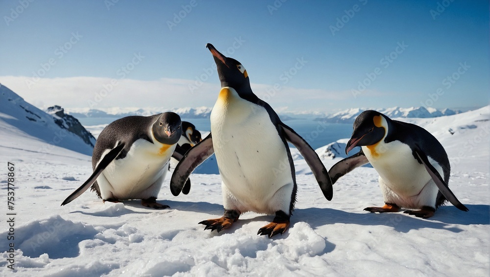 Fototapeta premium penguins on ice