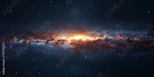 A galaxy with a bright orange star in the middle