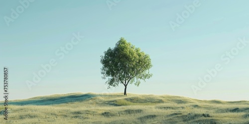 A lone tree stands in a field of grass