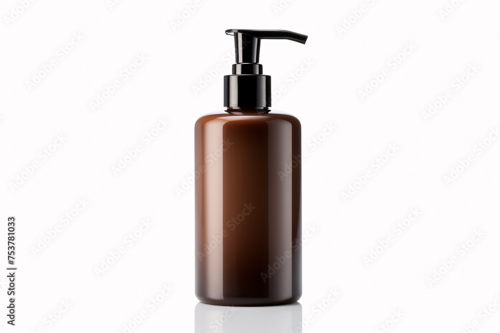 Brown soap dispenser bottle on white background Brown soap dispenser bottle on white background