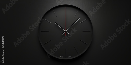 A black clock with red hands showing the time of 11:30