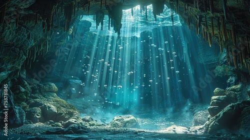 The mysterious underwater caves of Pandora where light filters through crevices © BOMB8