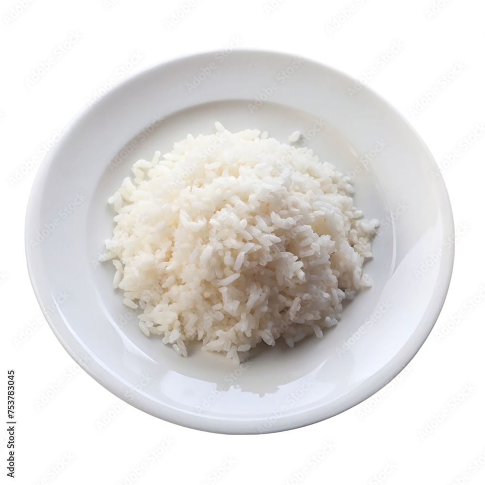 Rice in a plate on a transparent background. Isolated. Rice in a plate on a transparent background. Isolated.