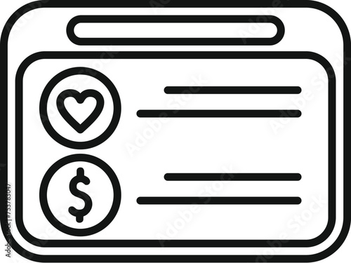 Web money online support icon outline vector. Care fundraising. Financial investment