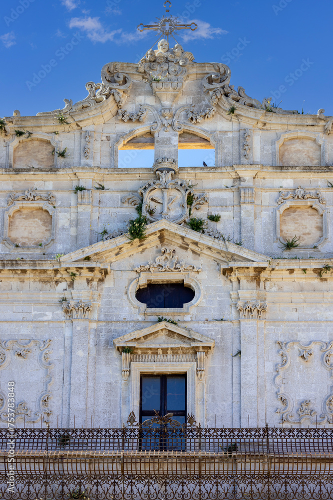 Facade of baroque church Santa Lucia alla Badia on Piazza Duomo, Syracuse, Sicily, Italy