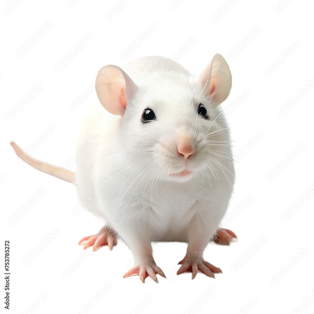White laboratory rat isolated on transparent background.