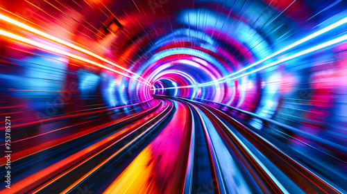 Abstract Speed Motion in Tunnel, Futuristic Urban Transit, Technology and Movement Concept © Taslima