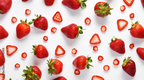 a group of strawberries on a white background with the words love spelled on the top of the strawberries.