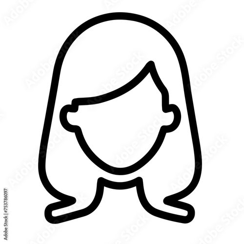 Female Face Various Types Signs Thin Line Icon Portrait or Person Head