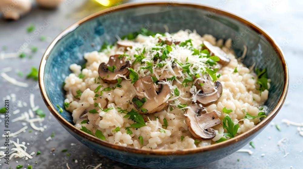 Mushroom Risotto with Truffle Oil and Parmesan.   Food Illustration
