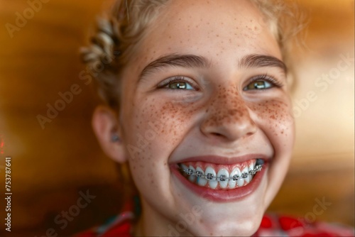 Cute boy with toothy grin i...