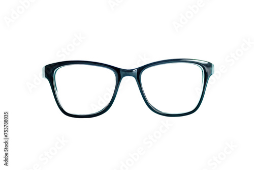 Clear lens square glasses isolated on transparent background