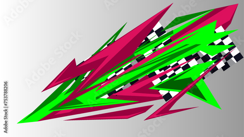 Race car sticker stripes combined with checkered flag.