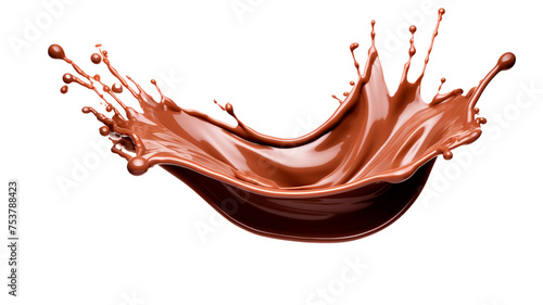 Chocolate splash isolated on transparent background. Chocolate or Cocoa splash.