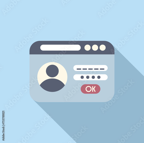 Verify login user icon flat vector. Online registration web. Form id digital bank