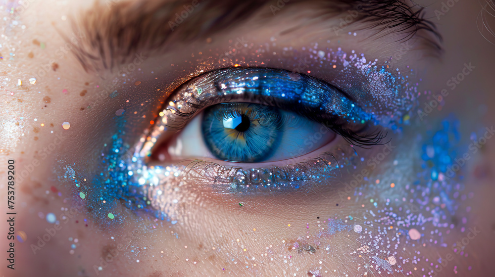 Enhance Your Look with Lash Extensions and Glittered Colours, Focus on Eyes, Smart Style - created with Generative AI technology