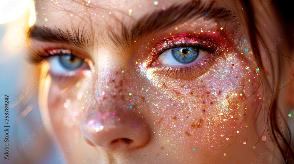 Enhance Your Look: Eye-Catching Eyelash Extensions and Glittered Colors, Powered by Generative AI Technology