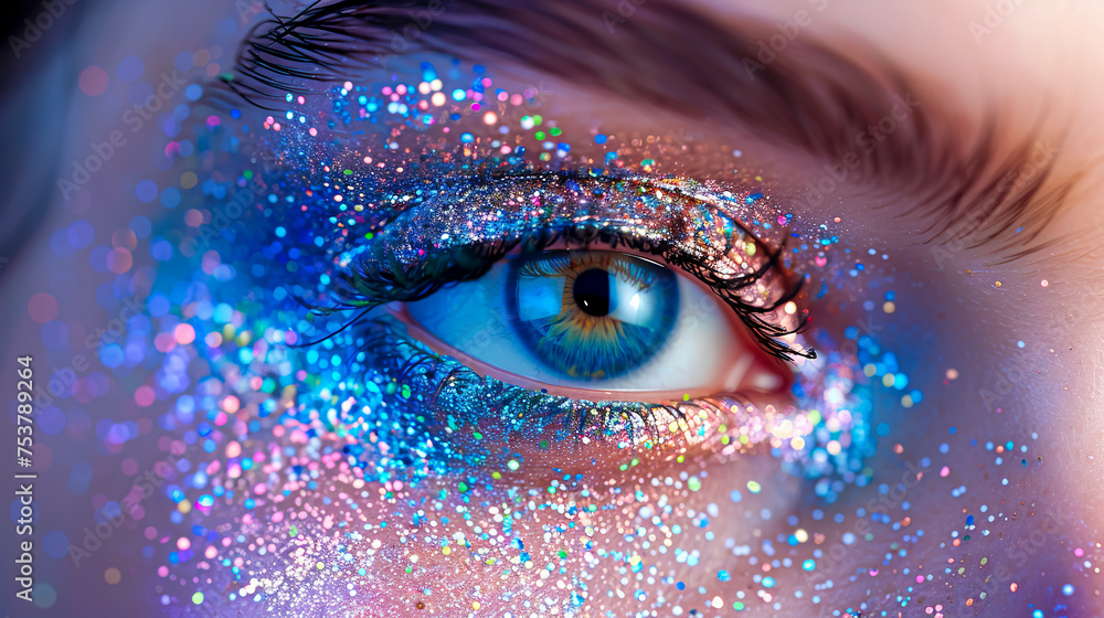 Enhance Your Look with Glamorous Eyelash Extensions and Vibrant Eye Makeup, created with Generative AI technology