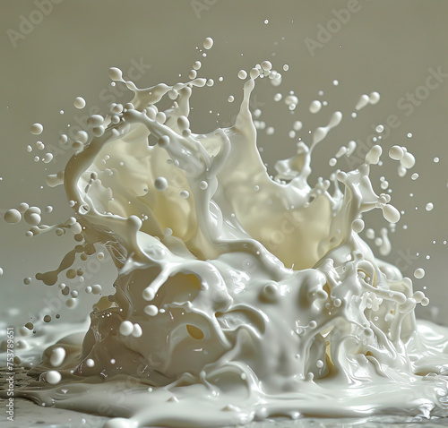 Sculpted Impressionism Milk Splash & Milk Logo for A: Caffenol Developing, Ready-Made Objects, Cypherpunk, Porcelain, Conceptual Digital Art Created with Generative AI Technology photo