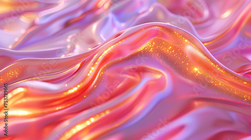 Whimsical Holographic Hues: A Dreamy Exploration of Light Pink and Bright Gold, Created with Generative AI Technology