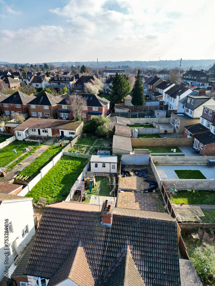 High Angle View of Residential Homes of Luton City 