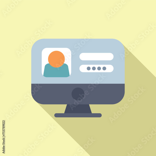 New device login icon flat vector. Data number form. Computer factor vote