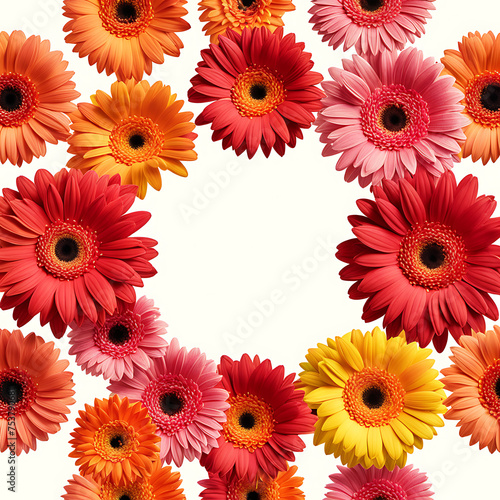 a circle of flowers. isolated on a white background. place for the text