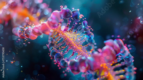 Human cell biology DNA strands molecular structure illustration © Mujahid