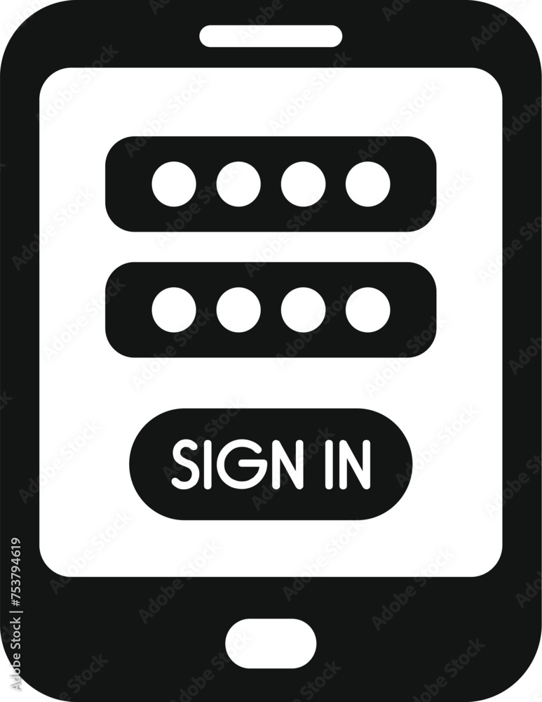 Sign in tablet device icon simple vector. New member online. Code device data Sign in tablet device icon simple vector. New member online. Code device data