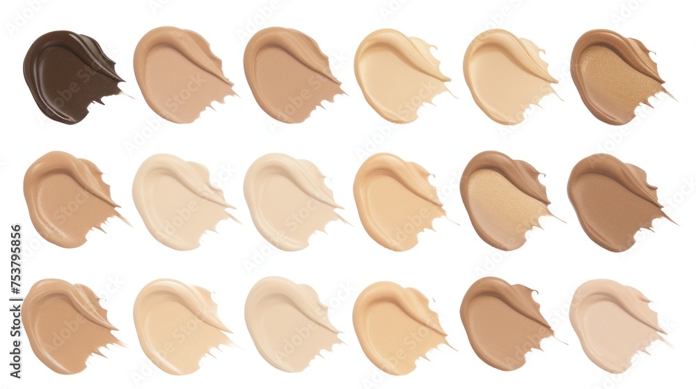 a set of different shades of liquid foundation on a white background, all of which are different shades of liquid foundation on a white background. a set of different shades of liquid foundation on a white background, all of which are different shades of liquid foundation on a white background.