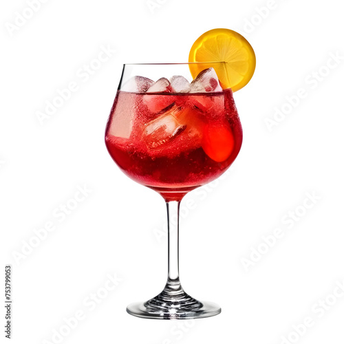 An Isolated Campari Spritz Cocktail Drink, Transparent Background, PNG
