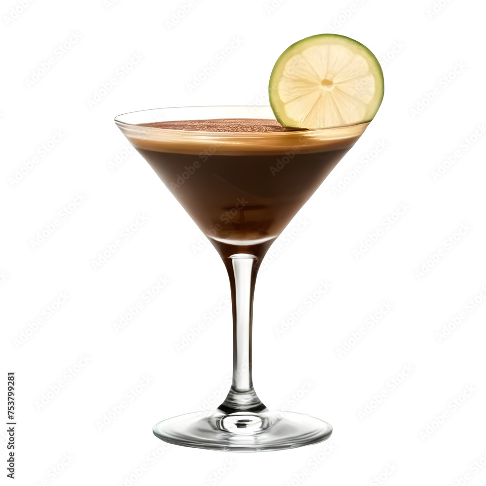 An Isolated Coffee Martini Cocktail Drink, Transparent Background, PNG