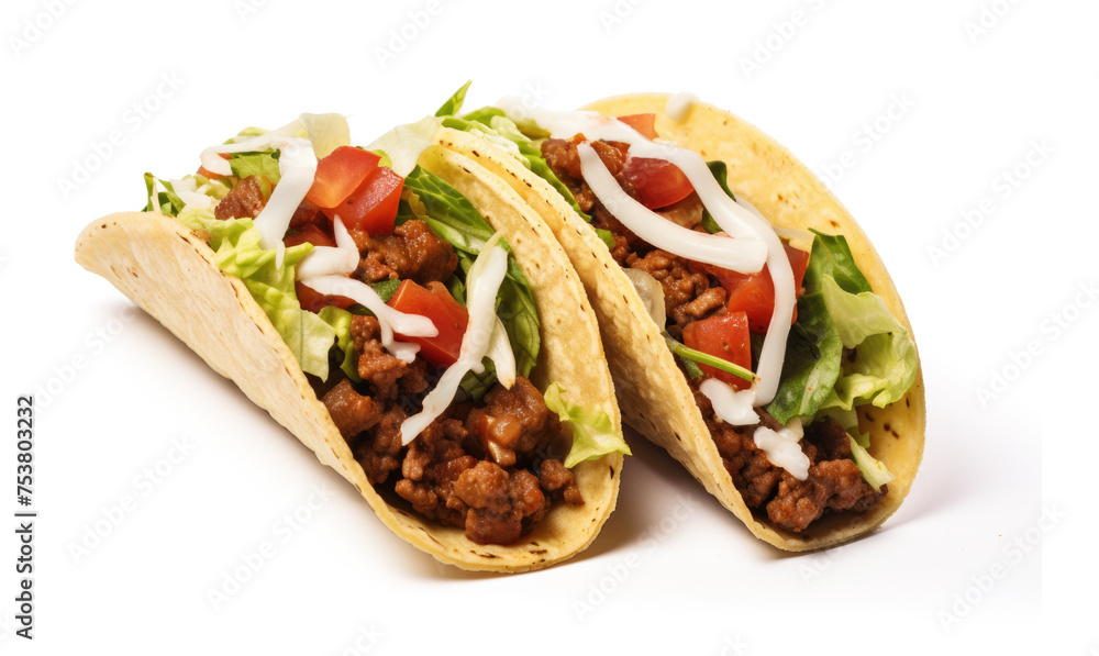 Delicious Beef Tacos Isolated on a White Background Delicious Beef Tacos Isolated on a White Background
