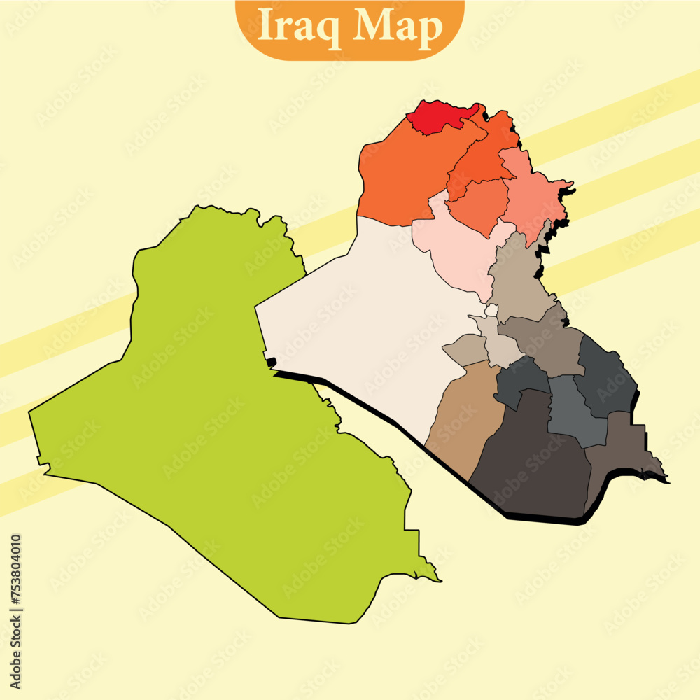 Vector Iraq map vector with regions and cities lines and full every ...