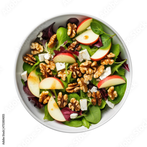 Bowl of Salad with Apples a...