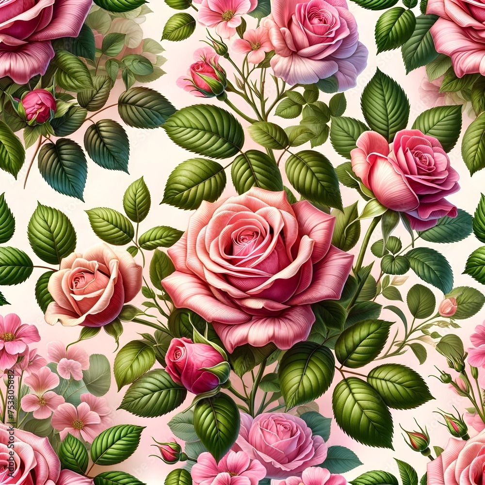 Pink roses seamless pattern background texture. Pink roses seamless pattern background texture.