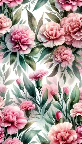 Pink roses seamless pattern background texture.