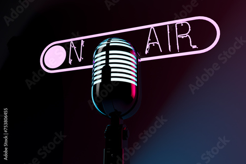 vintage microphone and an on air sign