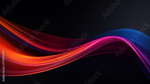 Vibrant Gradient Waves on Black Background, Abstract Colorful Design