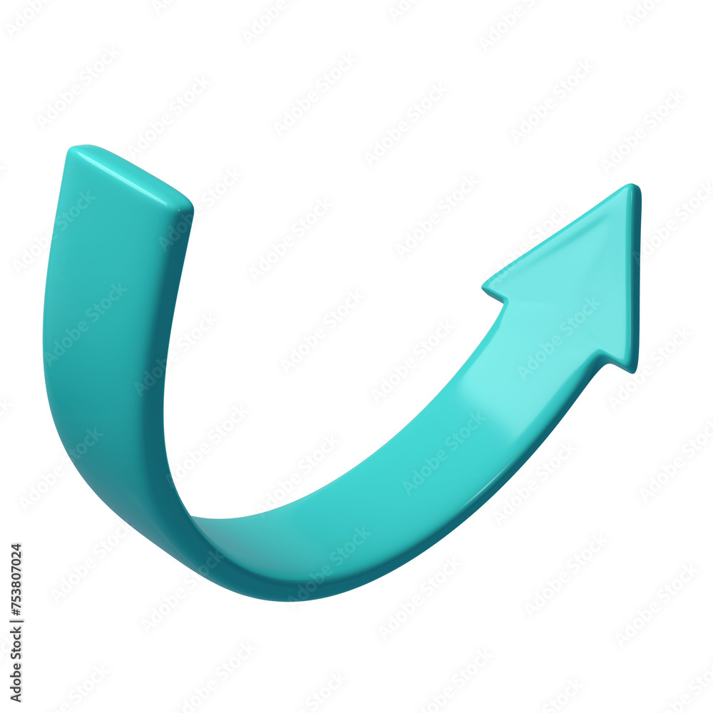 Turquoise 3d half circle arrow up direction. Sign or icon for web button and interface and navigation design illustration Turquoise 3d half circle arrow up direction. Sign or icon for web button and interface and navigation design illustration