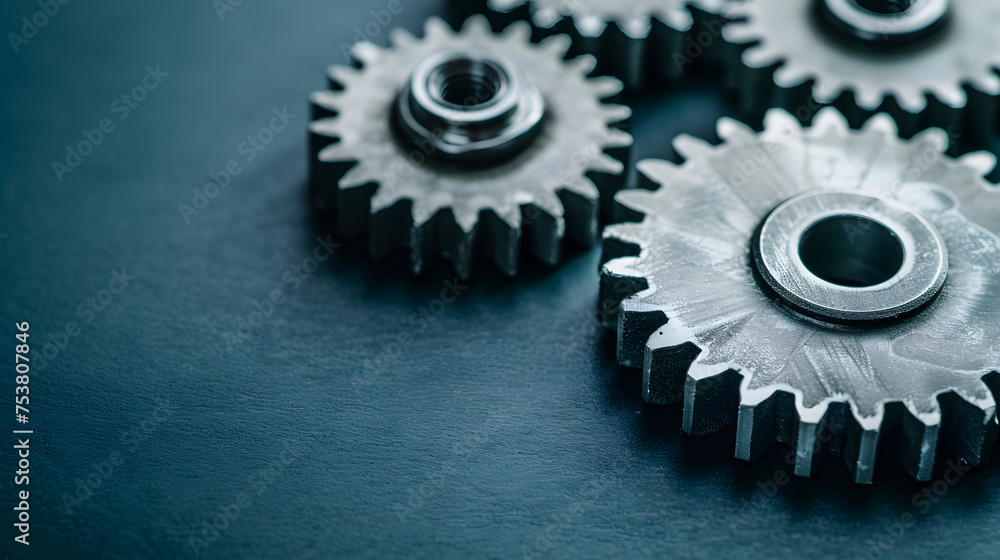 Close-up of interlocking metal gears on a dark background, symbolizing industrial machinery and precision.
Close-up of interlocking metal gears on a dark background, symbolizing industrial machinery and precision.